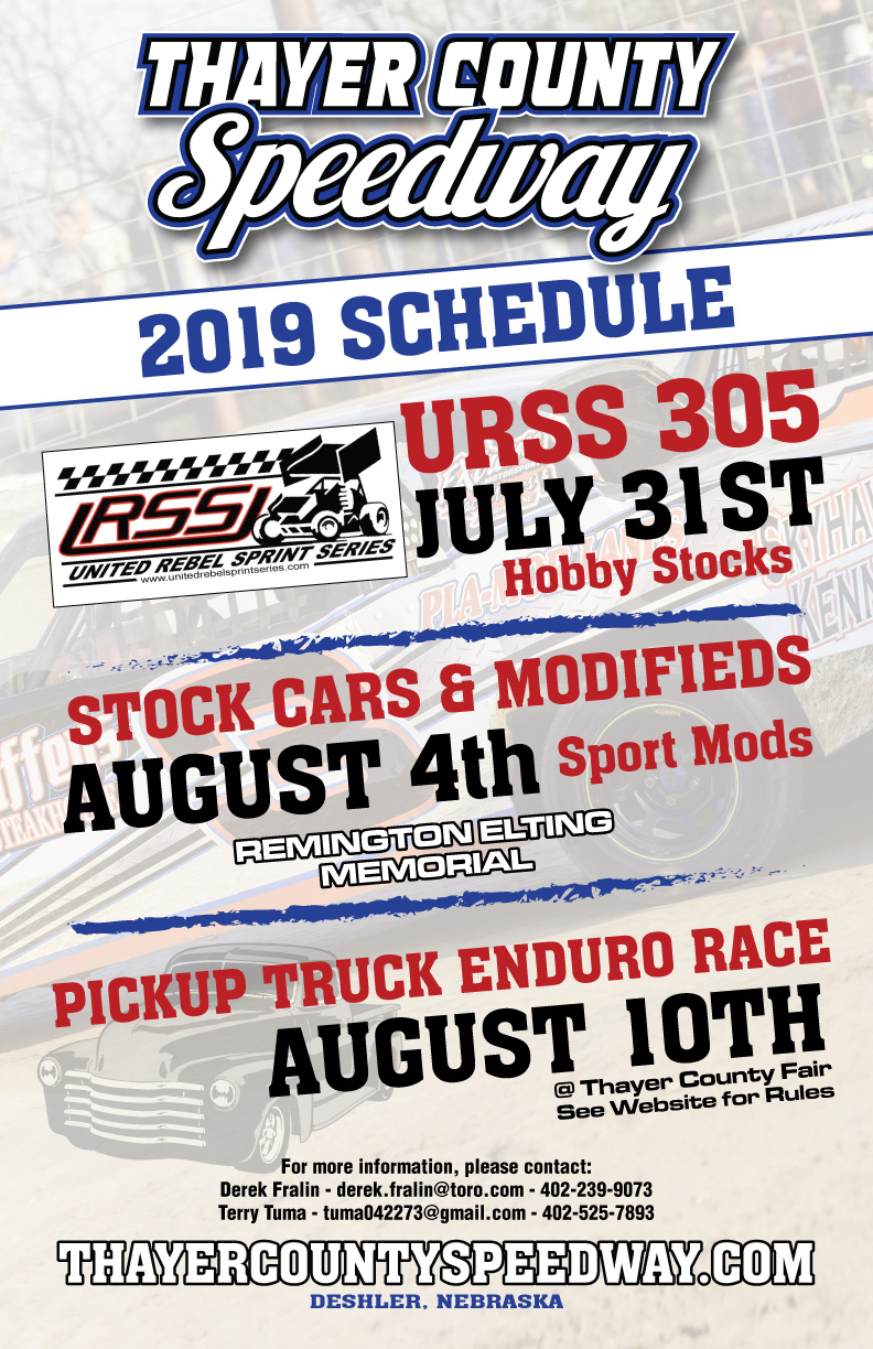 Thayer County Fair in Deshler Nebraska August 8, 9, 10 2019